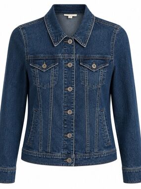 Style & Co Womens Denim Jacket M Blue Cotton Blend